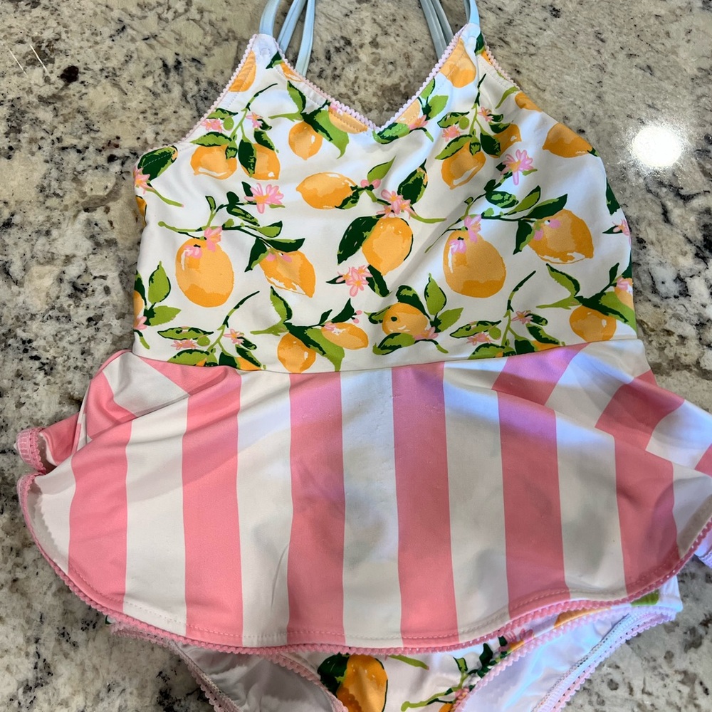 SweetHoney Yellow and Pink One Piece Swimsuit. Print no longer available size 6
